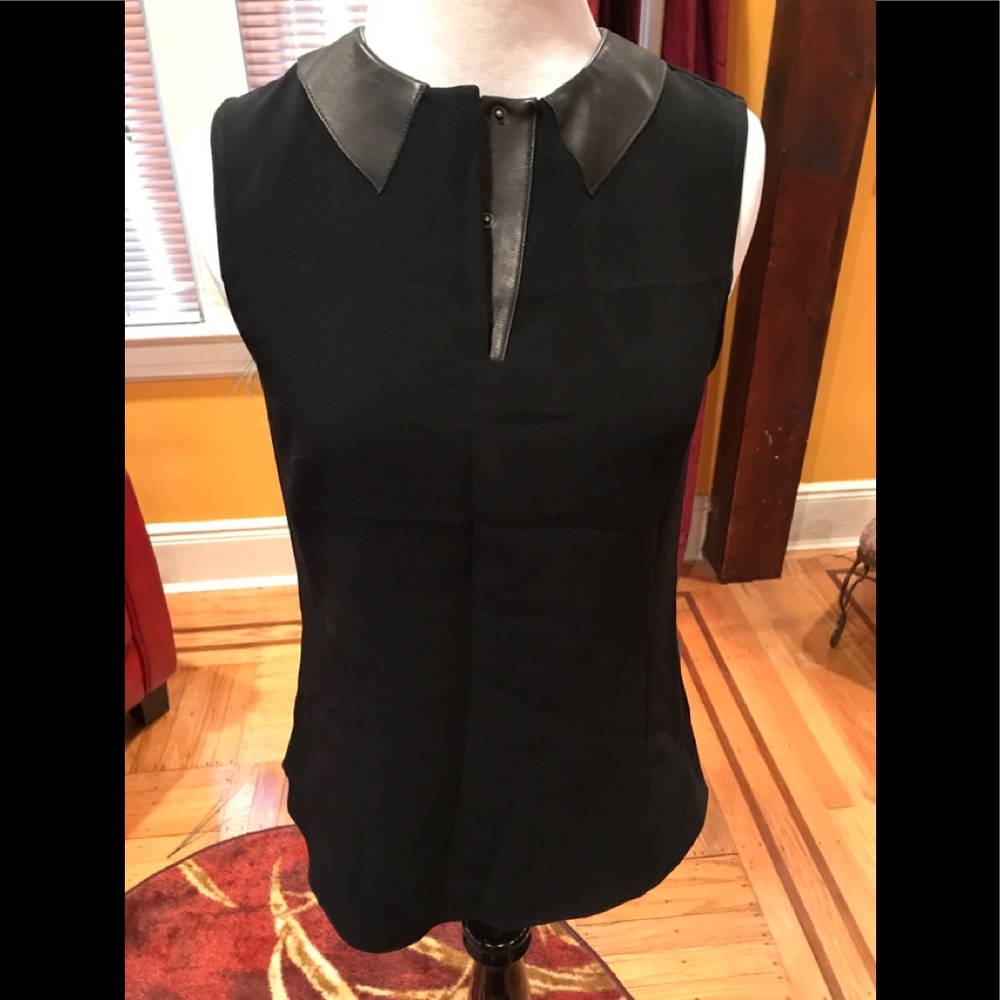 Rag and Bone Leather and Crepe Top